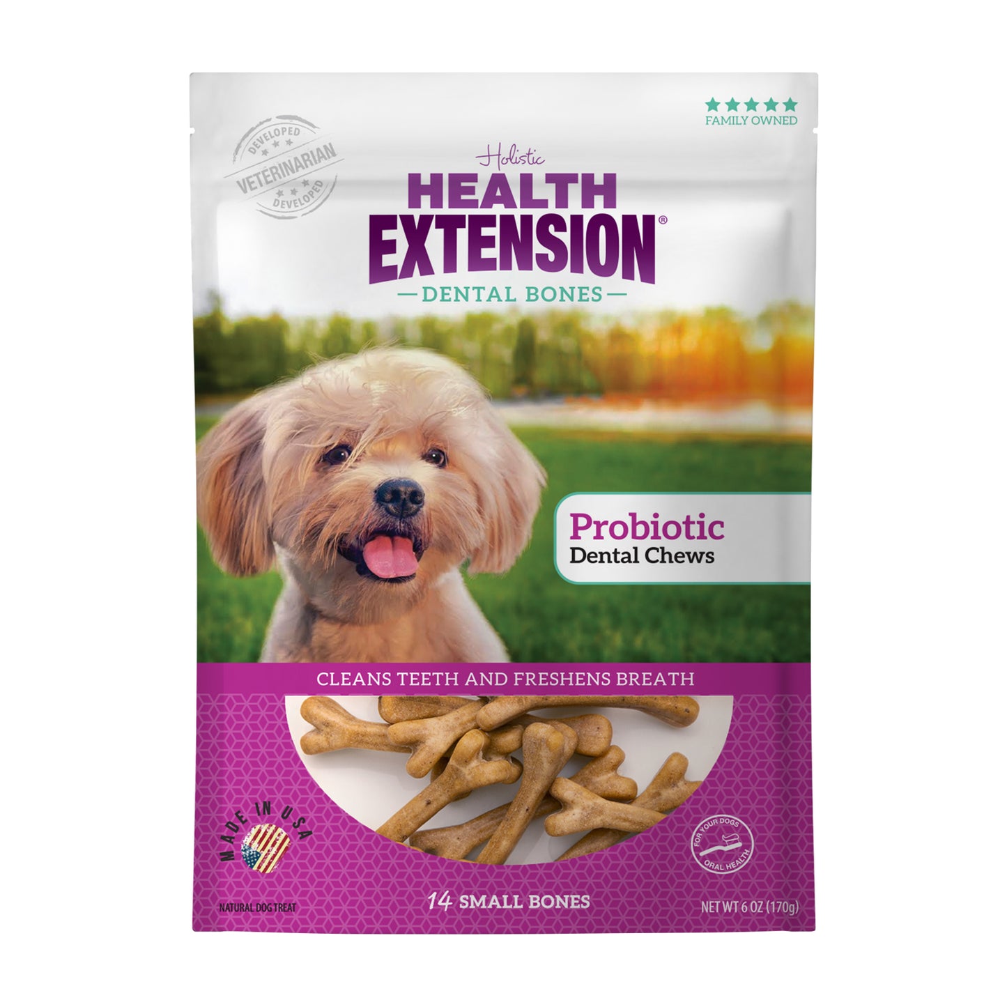 Health Extension Probiotic Small Dental Bones for Dogs 14 pcs 170g