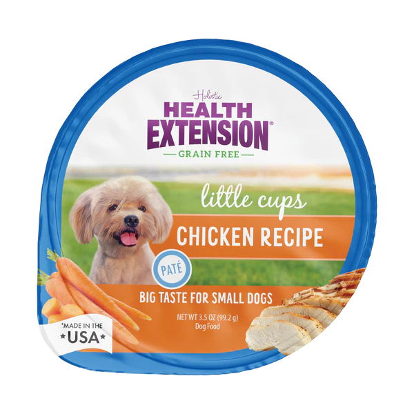 Health Extension Little Cups Grain-free Wet Dog Food Chicken Recipe & Turkey Recipe Variety Box 12 cups x 99.2g