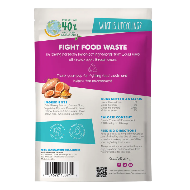 Health Extension Impawfect Sweet Potato and Turmeric Soft Baked Treats for Hip and Joint Support 128g