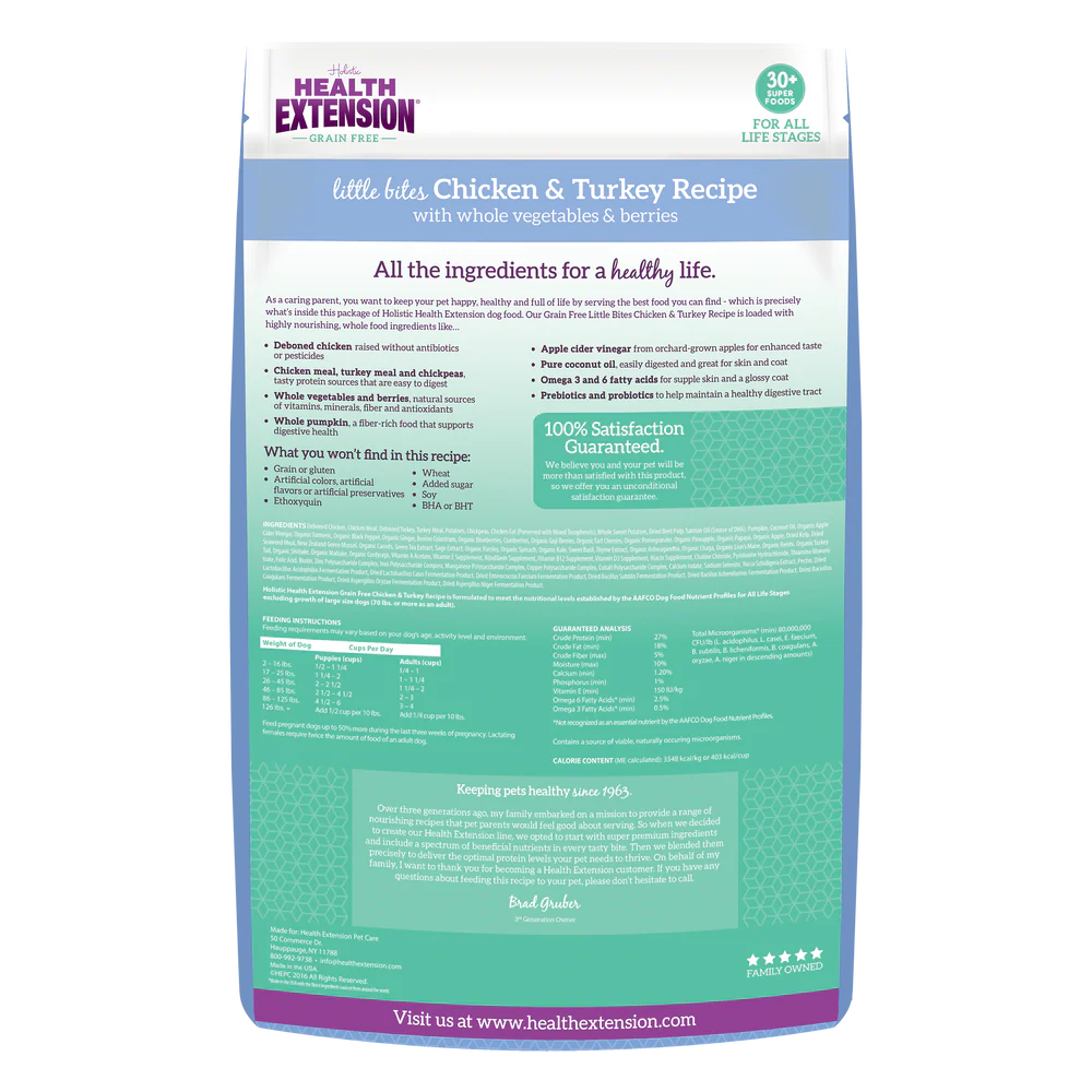 Health Extension Little Bites Chicken and Turkey Gran-free Dry Dog Food 1.5kg