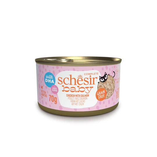 Schesir Baby Chicken with Salmon in Broth Grain-free Wet Cat Food 70g