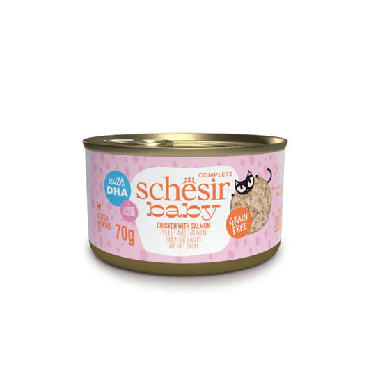 Schesir Baby Chicken with Salmon in Broth Grain-free Wet Cat Food 70g