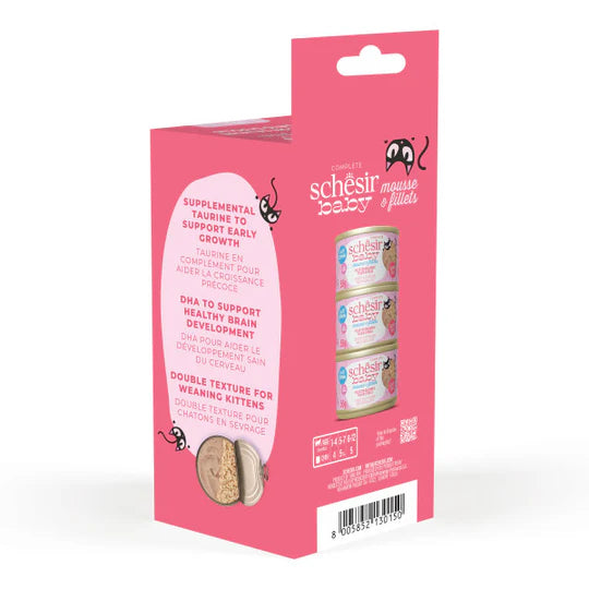Schesir Baby Mousse and Fillets Chicken with Salmon Grain-free Wet Cat Food 3 x 55g