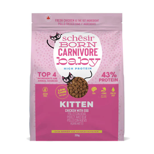 Schesir Born Carnivore Chicken with Egg for Kitten Dry Cat Food 255g