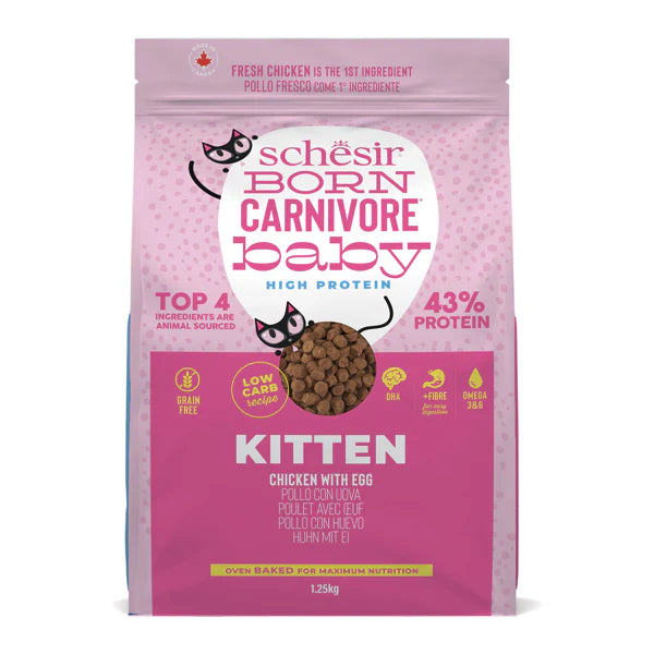 Schesir Born Carnivore Chicken and Egg Dry Kitten Food 1.25kg