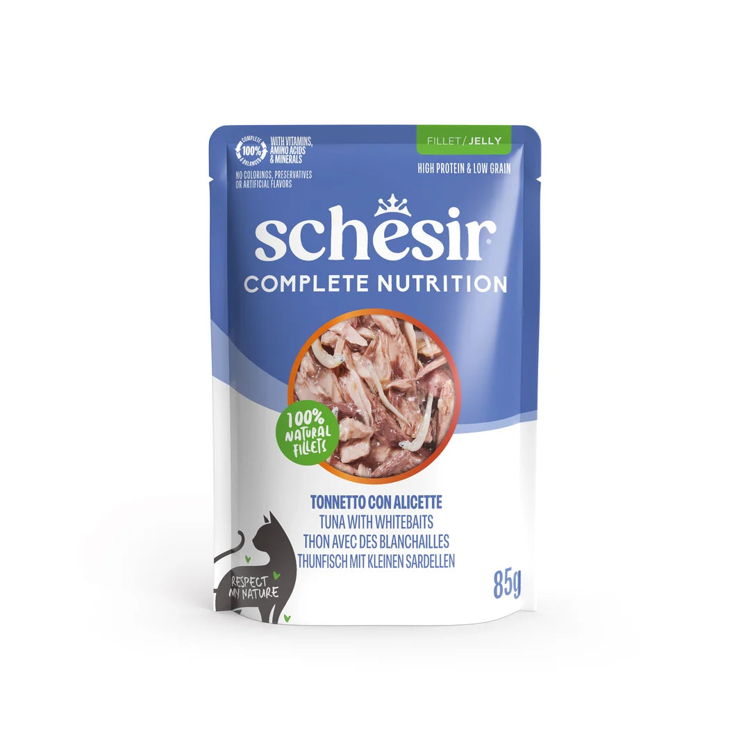 Schesir Complete Nutrition Tuna with Whitebaits Fillet in Jelly Wet Cat Food Pouch 85g