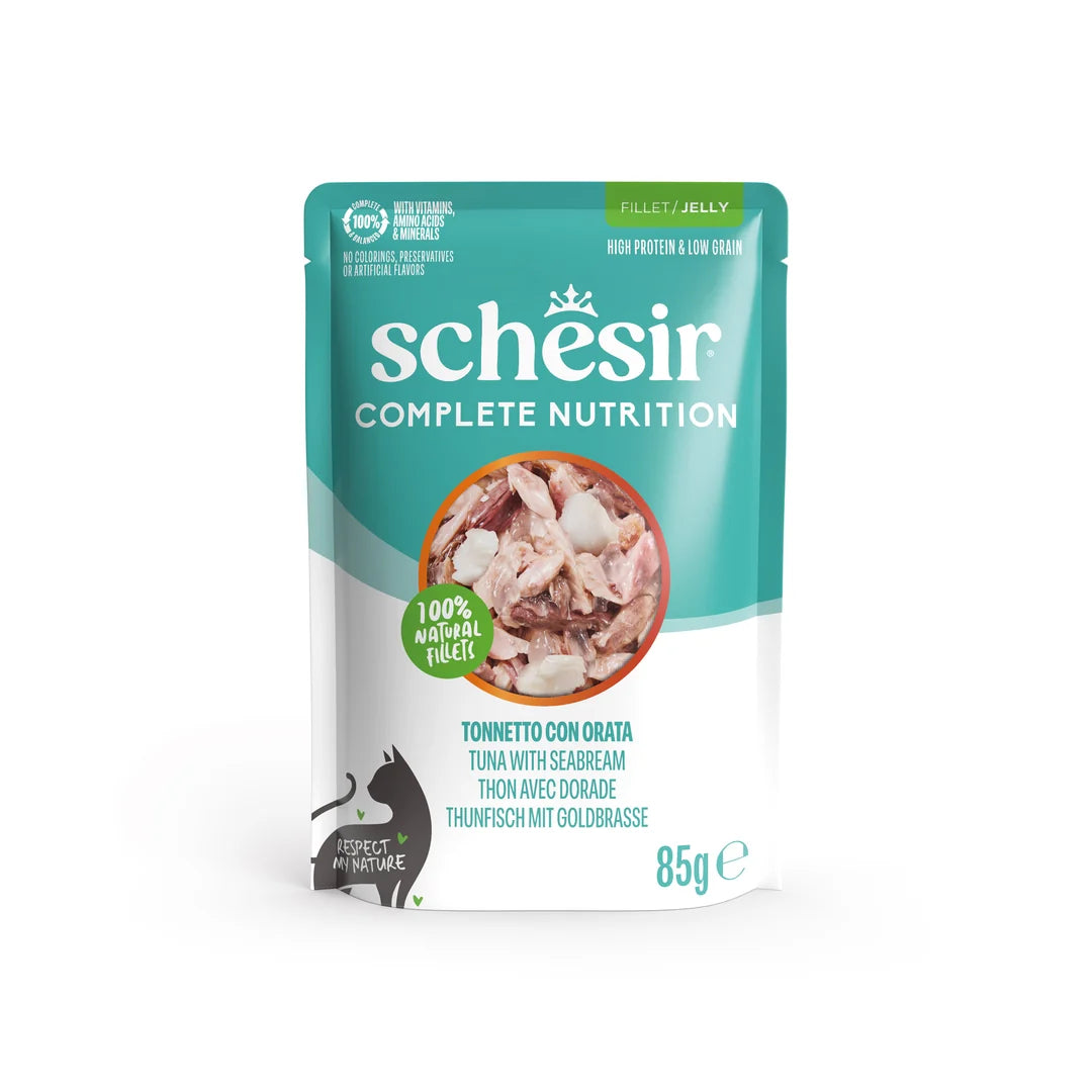 Schesir Complete Nutrition Tuna with Seabream Fillet in Jelly Wet Cat Food Pouch 85g