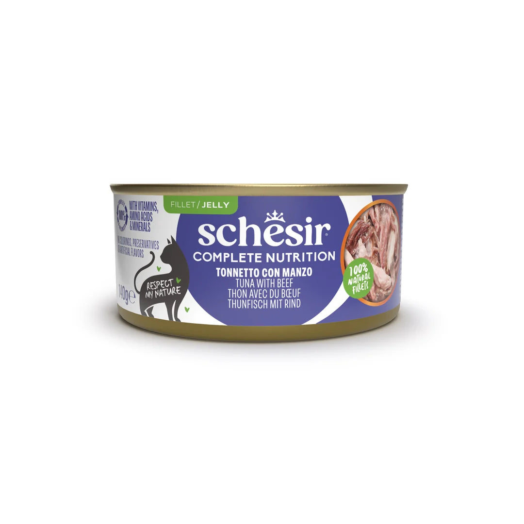 Schesir Complete Nutrition Tuna with Beef Fillet in Jelly Wet Cat Food 140g