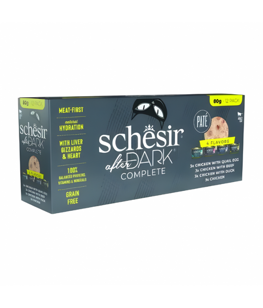 Schesir After Dark Chicken Pate Variety Pack Wet Cat Food 12 x 80g