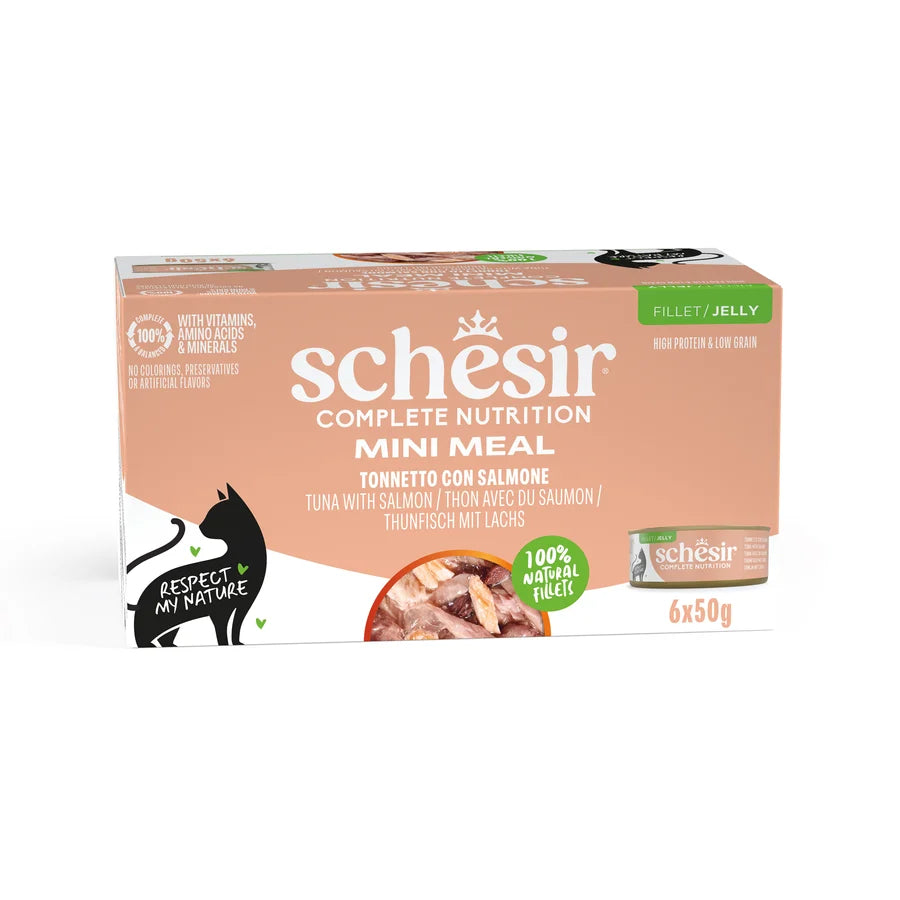 Schesir Complete Nutrition Tuna with Salmon Fillet in Jelly Wet Cat Food 6 x 50g