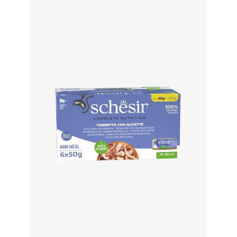 Schesir Complete Nutrition Tuna with Whitebaits Fillet in Jelly Wet Cat Food 6 x 50g