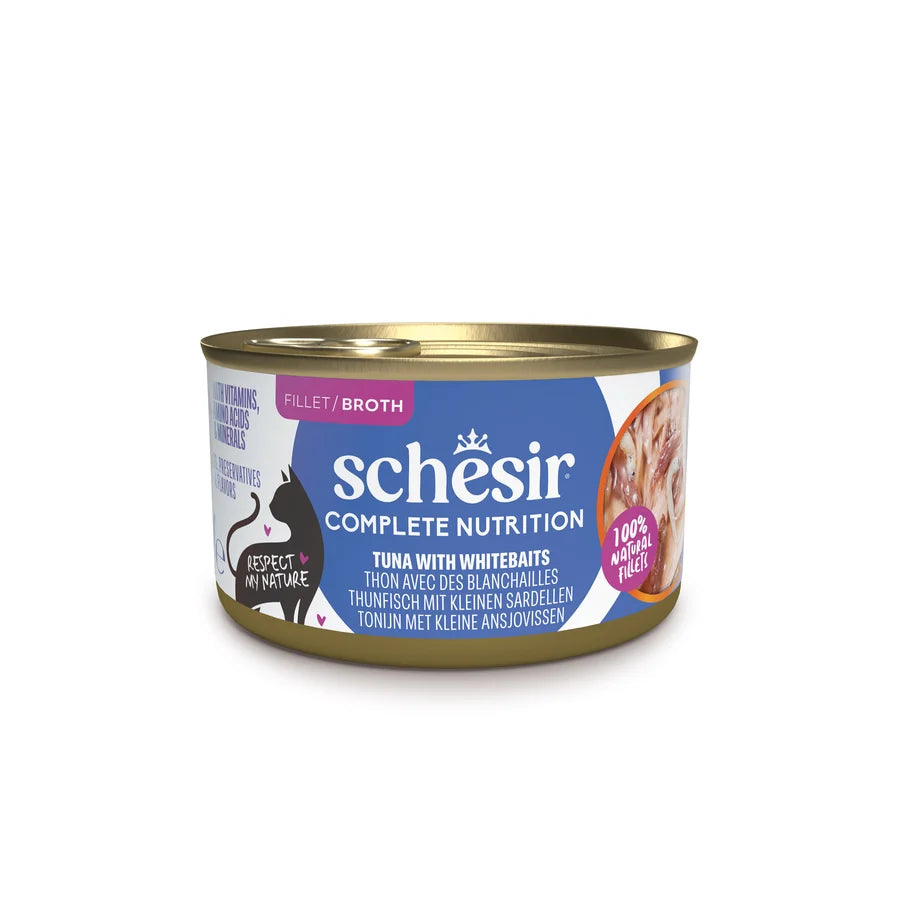 Schesir Complete Nutrition Tuna with Whitebaits Fillet in Broth Wet Cat Food 85g