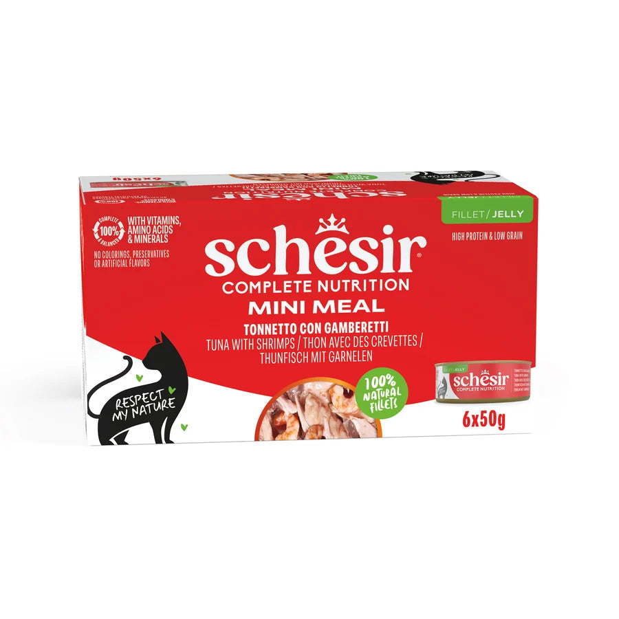 Schesir Complete Nutrition Tuna with Shrimp Fillet in Jelly Wet Cat Food 6 x 50g