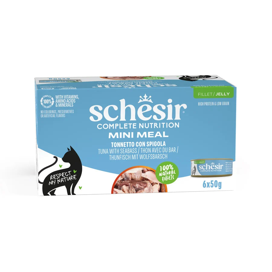 Schesir Complete Nutrition Tuna with Seabass Fillet in Jelly Wet Cat Food 6 x 50g