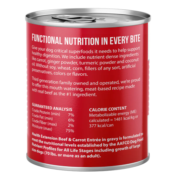 Health Extension Digestive Support Beef & Carrot Entrée in Gravy Wet Dog Food 255g