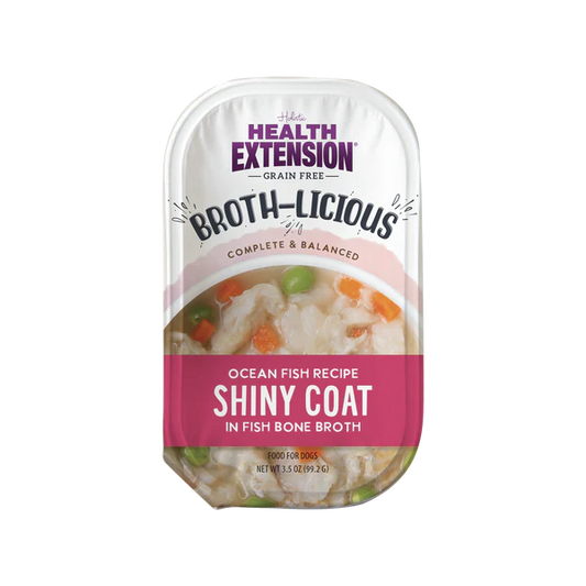 Health Extension Grain-free Broth-licious Shiny Coat Ocean Fish Recipe in Fish Bone Broth Wet Dog Food 99.2g