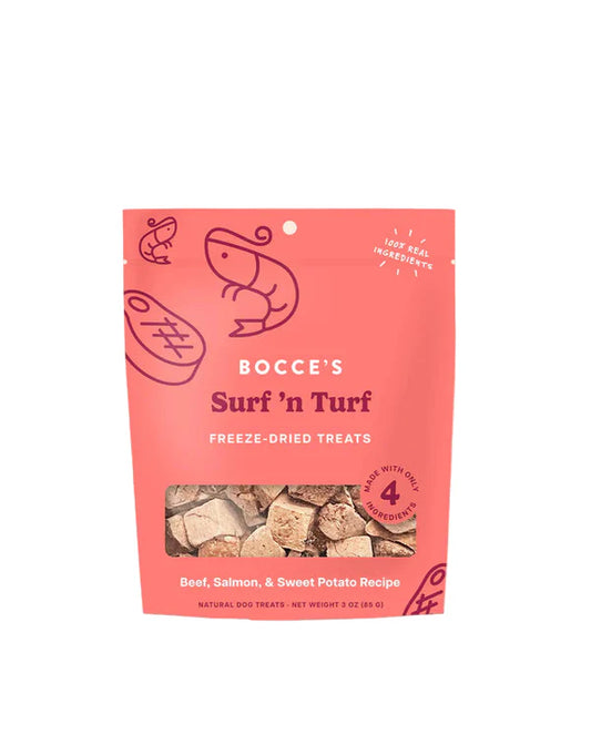 Bocce's Bakery Surf 'n Turf Freeze-Dried Beef, Salmon, Sweet Potato Recipe Dog Treats 85g