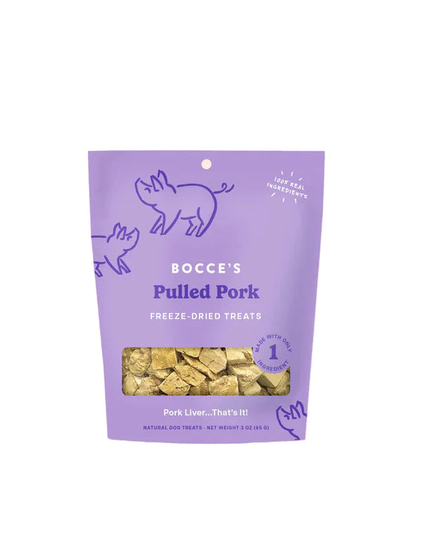 Bocce's Bakery Pulled Pork Freeze-Dried Pork Liver Dog Treats 85g