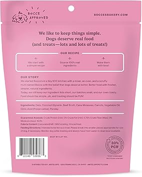 Bocce's Bakery Bone Broth Soft & Chewy Beef Bone Broth, Carrots & Parsley Recipe Dog Treats 170g