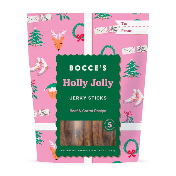 Bocce's Bakery Holly Jolly Jerky Sticks Beef & Carrot Recipe Dog Treats 113.4g