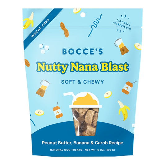Bocce's Bakery Nutty Nana Blast Soft & Chewy Peanut Butter, Banana & Carob Recipe Dog Treats 170g