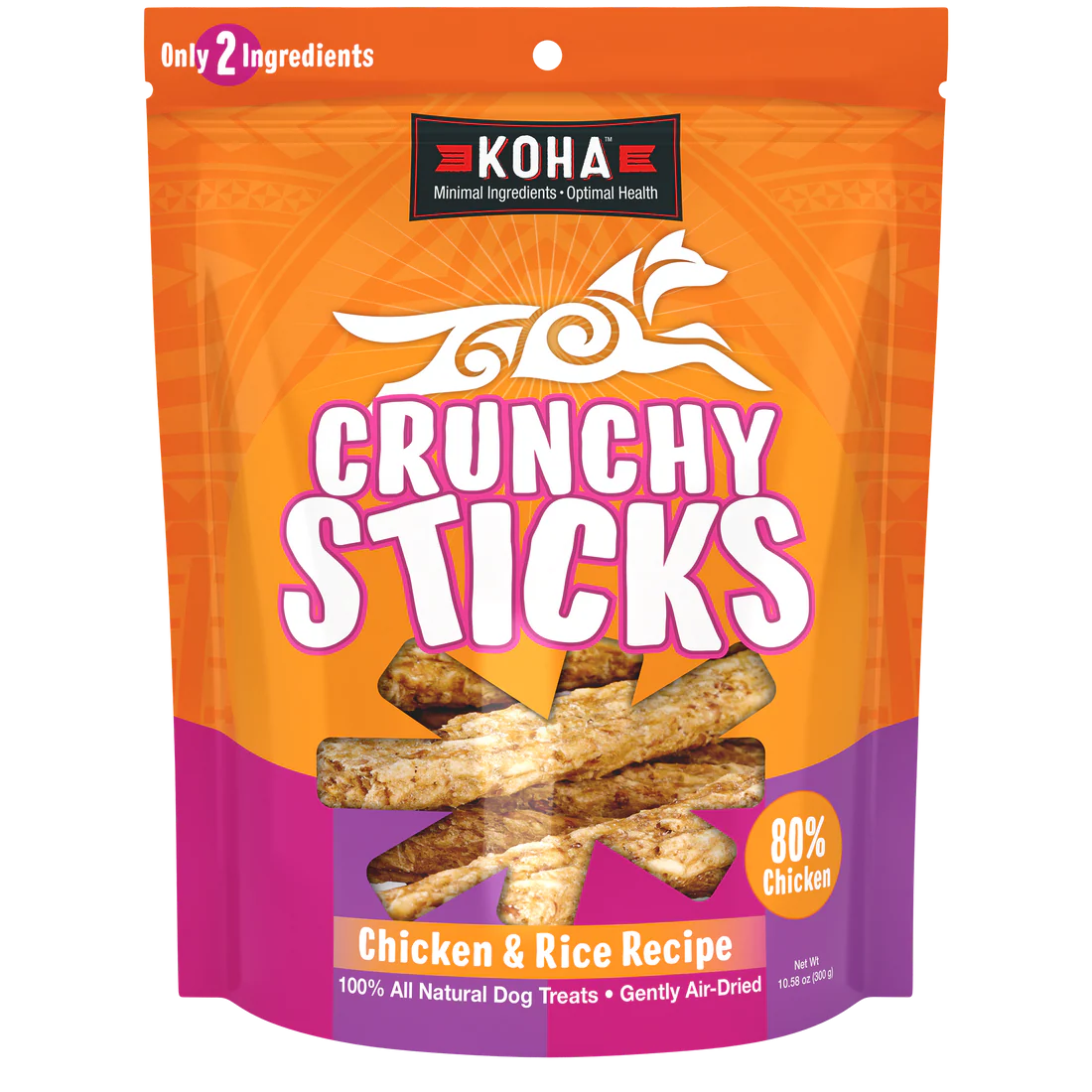 Koha Crunchy Sticks Air-dried Chicken and Rice Recipe Dog Treats 300g