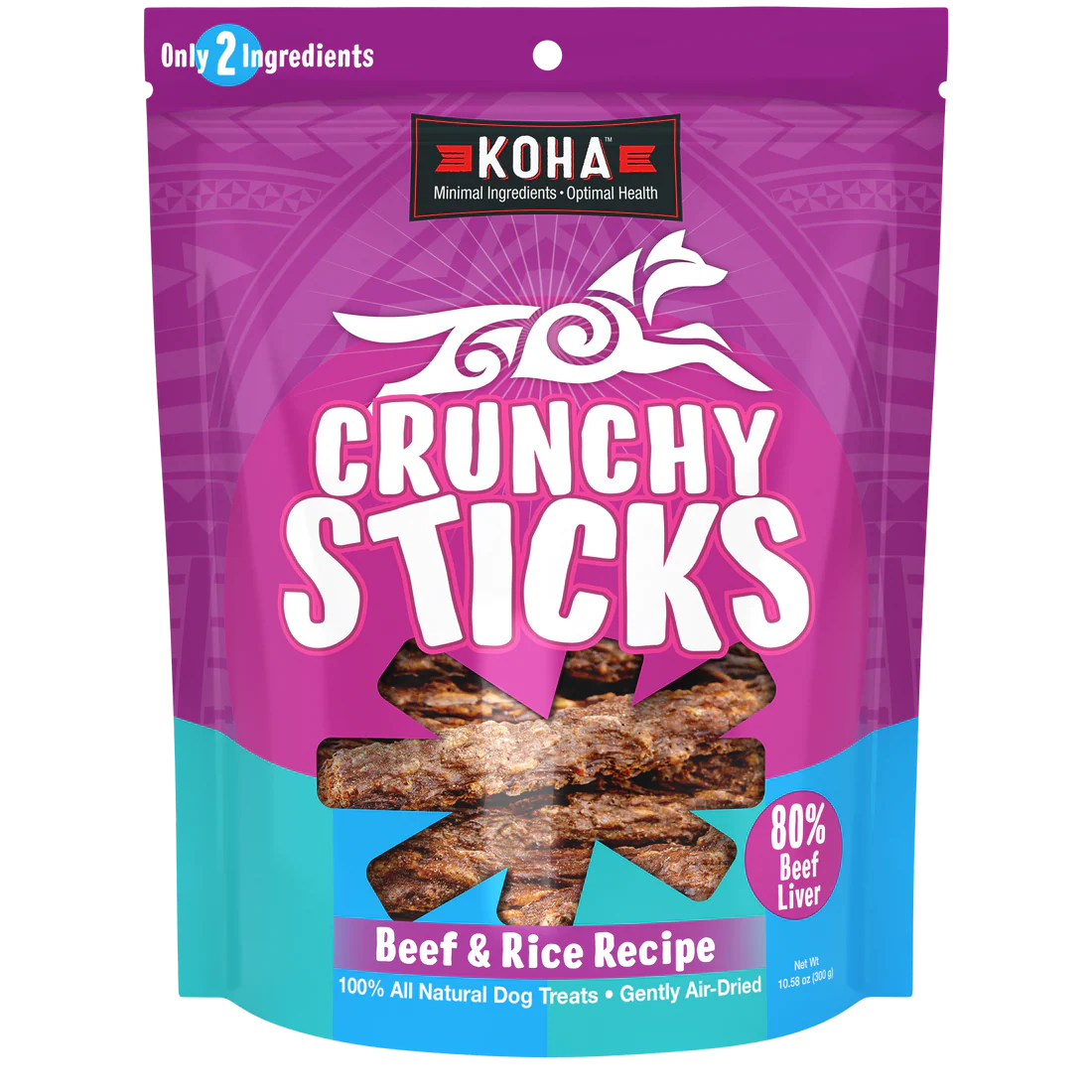 Koha Crunchy Sticks Air-dried Beef and Rice Recipe Dog Treats 300g