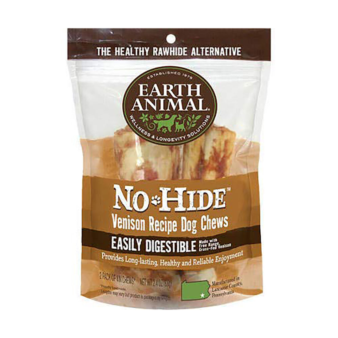 Earth Animal Dog Treat No-Hide Venison Chews 4in 2 Ct