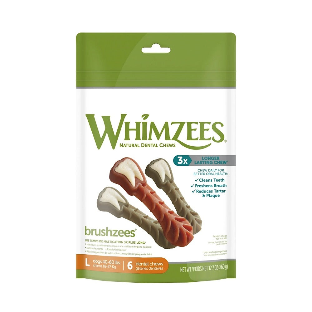 Whimzees Natural Dental Chews Brushzees Large 6 Ct