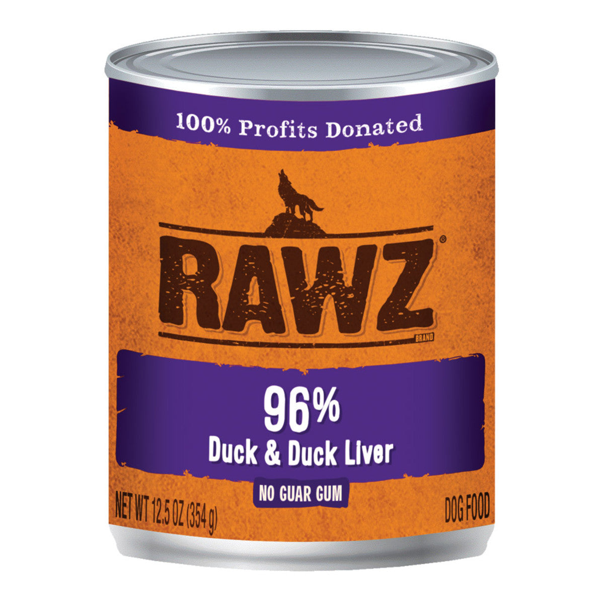 Rawz Canned Dog Food 96% Duck & Liver 354g