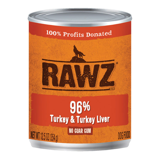 Rawz Canned Dog Food 96% Turkey & Liver 354g