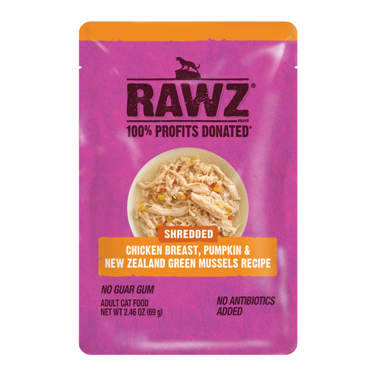 Rawz Shredded Chicken, Pumpkin and Mussels Wet Cat Food 69g