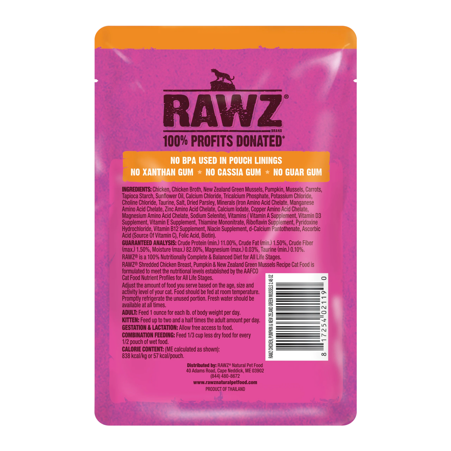 Rawz Shredded Chicken, Pumpkin and Mussels Wet Cat Food 69g