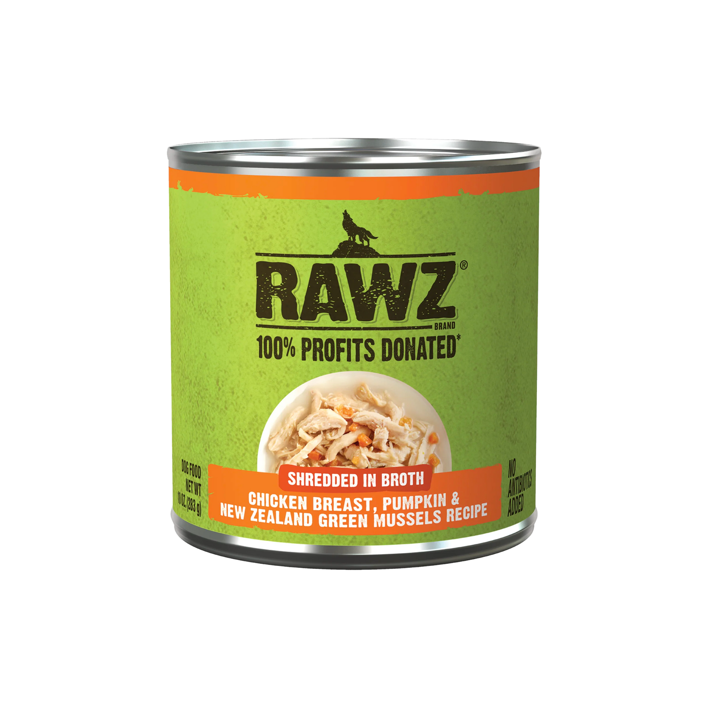 Rawz Shredded in Broth Chicken, Pumpkin and Mussels Wet Dog Food 283g