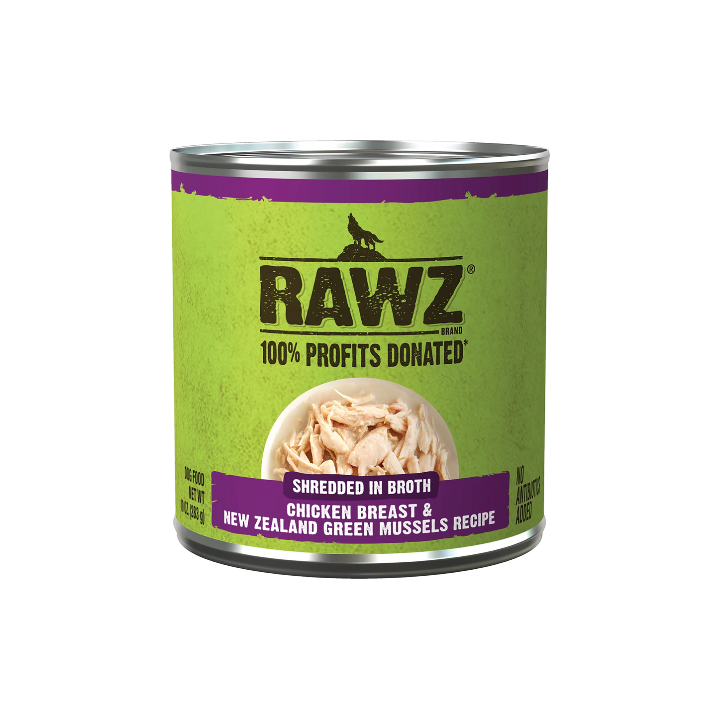 Rawz Shredded in Broth Chicken and Mussels Wet Dog Food 283g