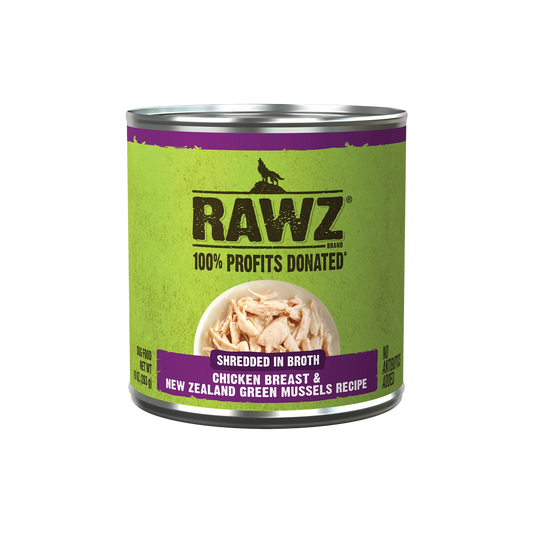 Rawz Shredded in Broth Chicken and Mussels Wet Dog Food 283g
