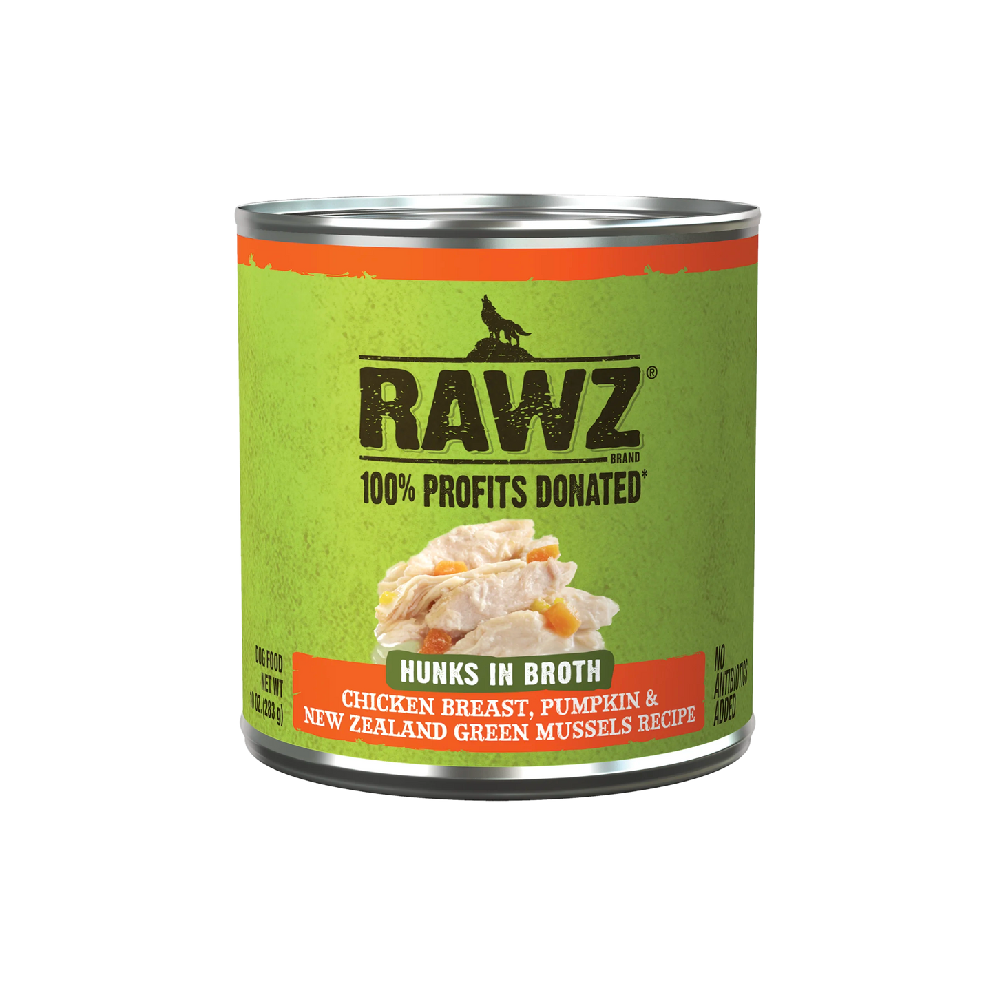 Rawz Hunks in Broth Chicken, Pumpkin and Mussels Wet Dog Food 283g