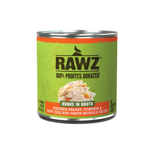 Rawz Hunks in Broth Chicken, Pumpkin and Mussels Wet Dog Food 283g