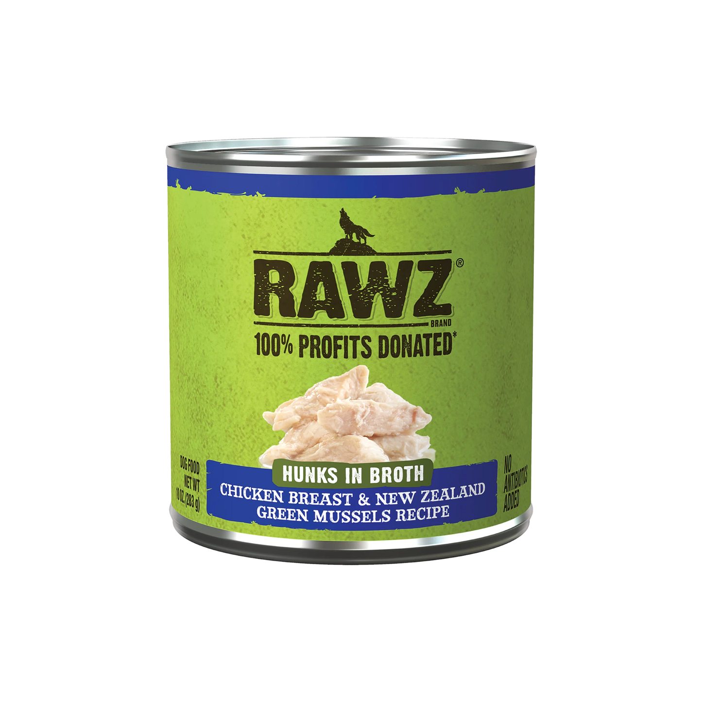 Rawz Hunks in Broth Chicken and Mussels Wet Dog Food 283g
