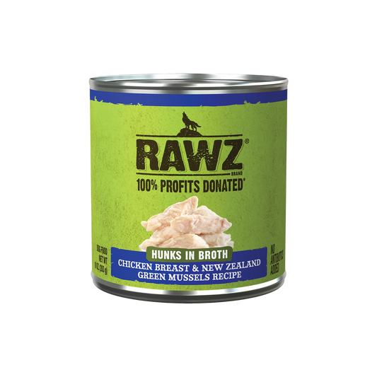 Rawz Hunks in Broth Chicken and Mussels Wet Dog Food 283g