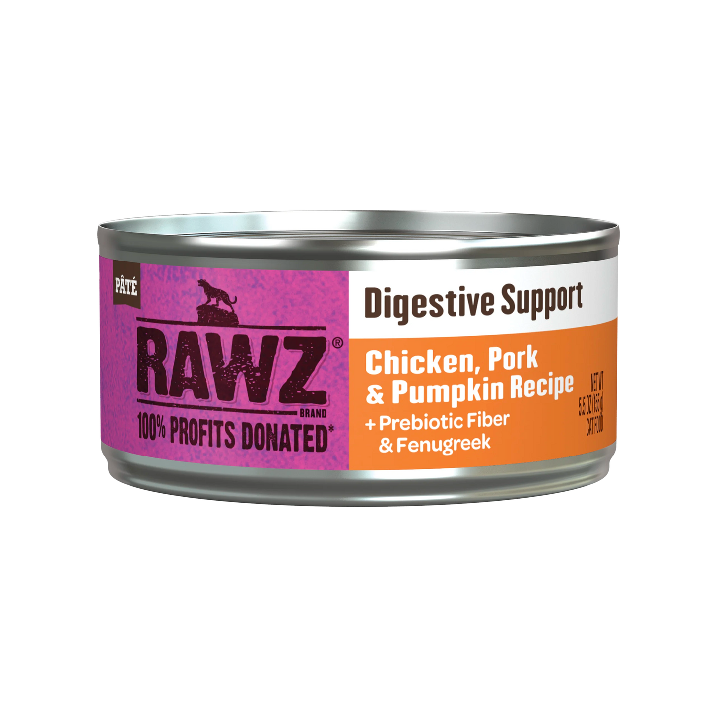 Rawz Digestive Support Chicken, Pork and Pumpkin Wet Cat Food 155g