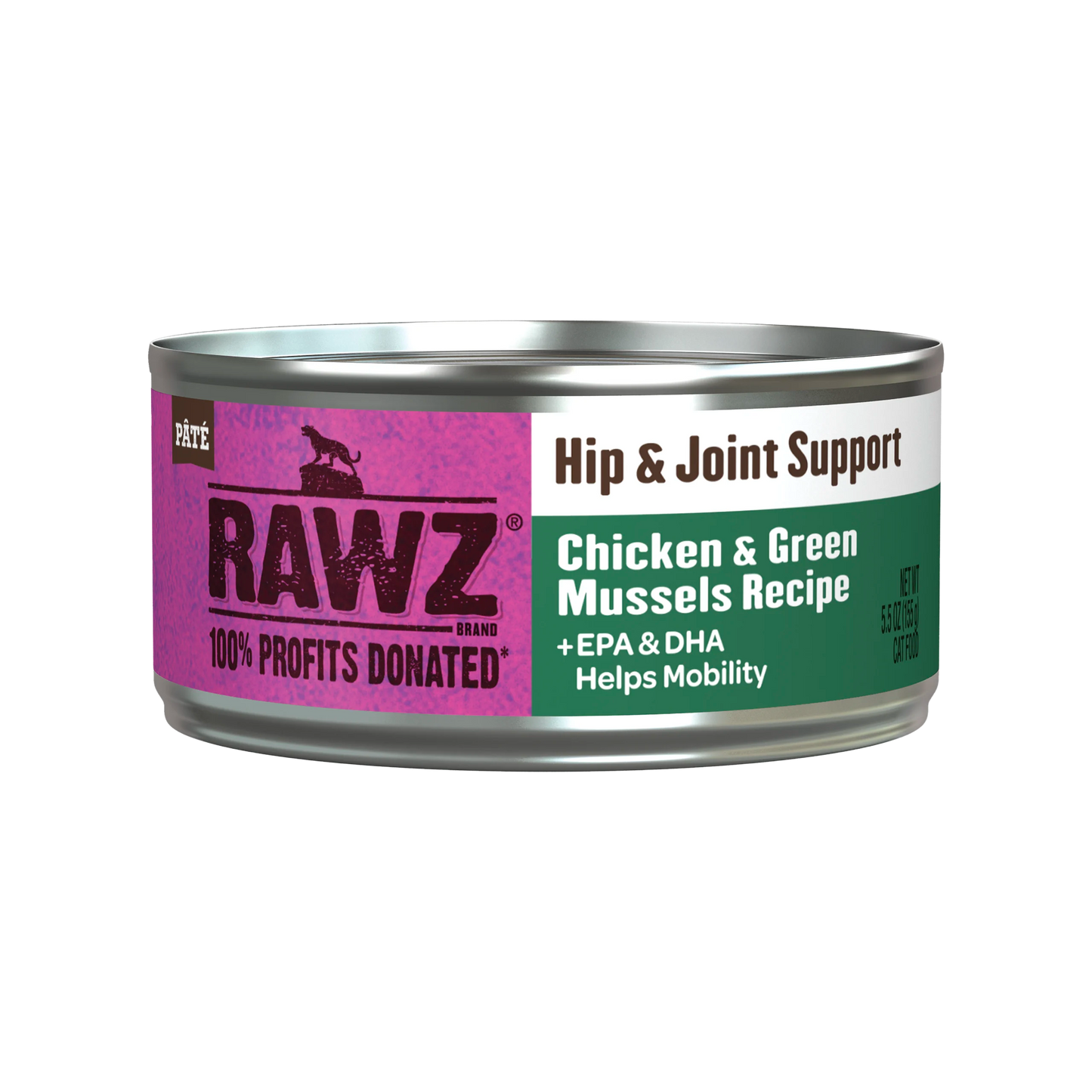 Rawz Hip and Joint Chicken and Green Mussels Wet Cat Food 155g
