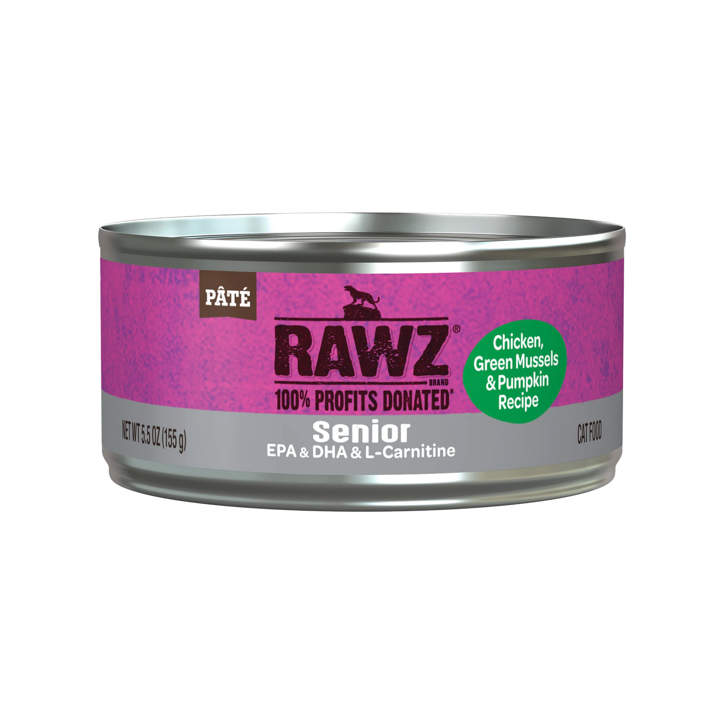 Rawz Senior Chicken, Green Mussels and Pumpkin Wet Cat Food 155g
