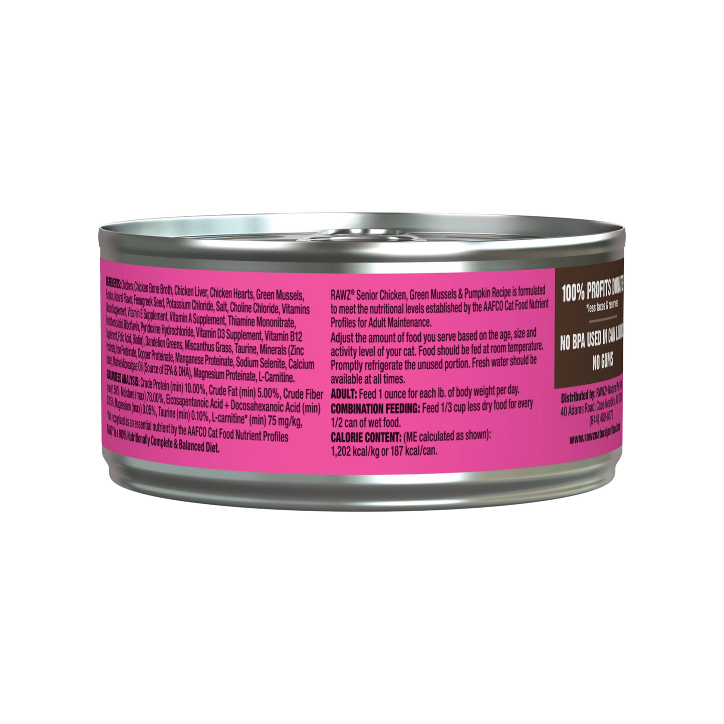 Rawz Senior Chicken, Green Mussels and Pumpkin Wet Cat Food 155g