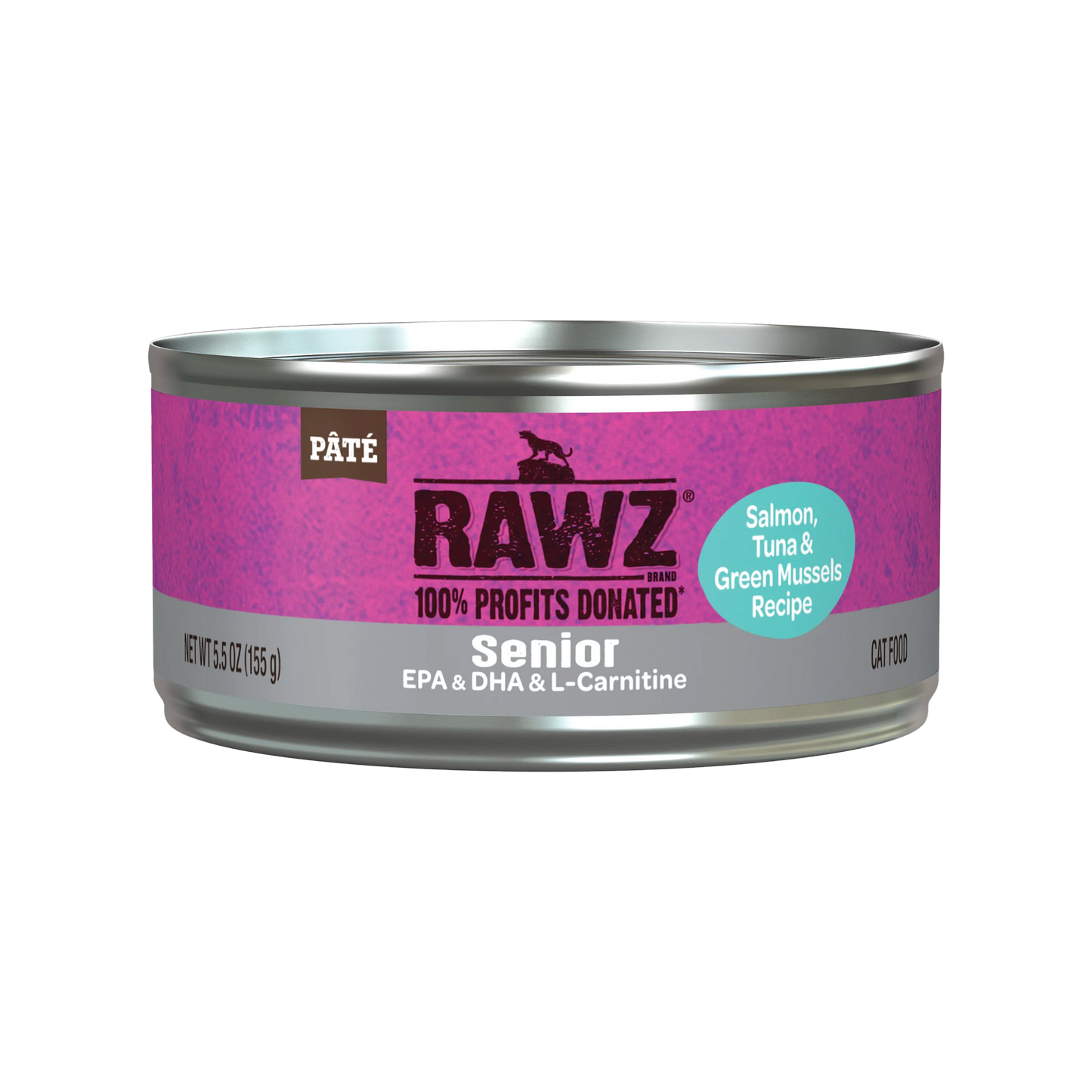 Rawz Senior Salmon, Tuna and Green Mussels Wet Cat Food 155g