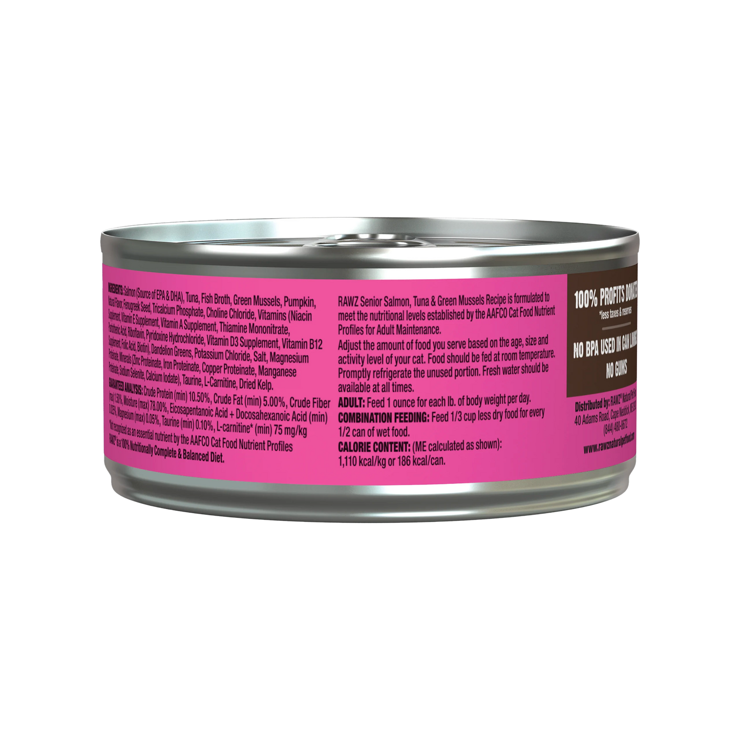 Rawz Senior Salmon, Tuna and Green Mussels Wet Cat Food 155g