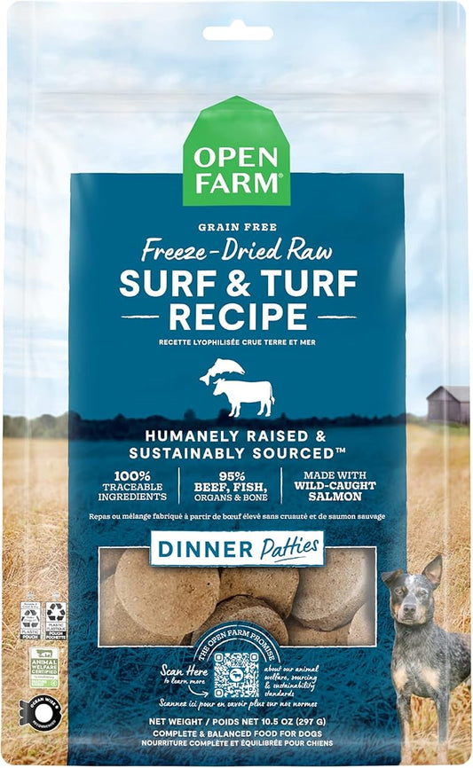 Open Farm Freeze-dried Raw Surf & Turf Recipe Patties Dry Dog Food 297g