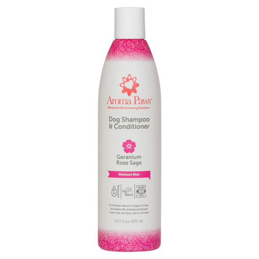 Aroma Paws Moisture Rich Shampoo Geranium Rose Sage 405ml