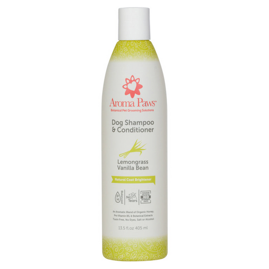 Aroma Paws Natural Coat Brightener Shampoo Lemongrass Vanilla Bean 405ml