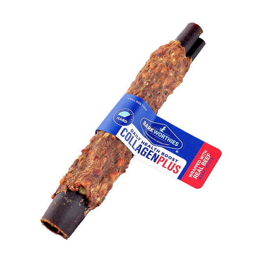 Barkworthies Daily Health Boost Collagen Beef Stick with Real Beef Wrap 6in.